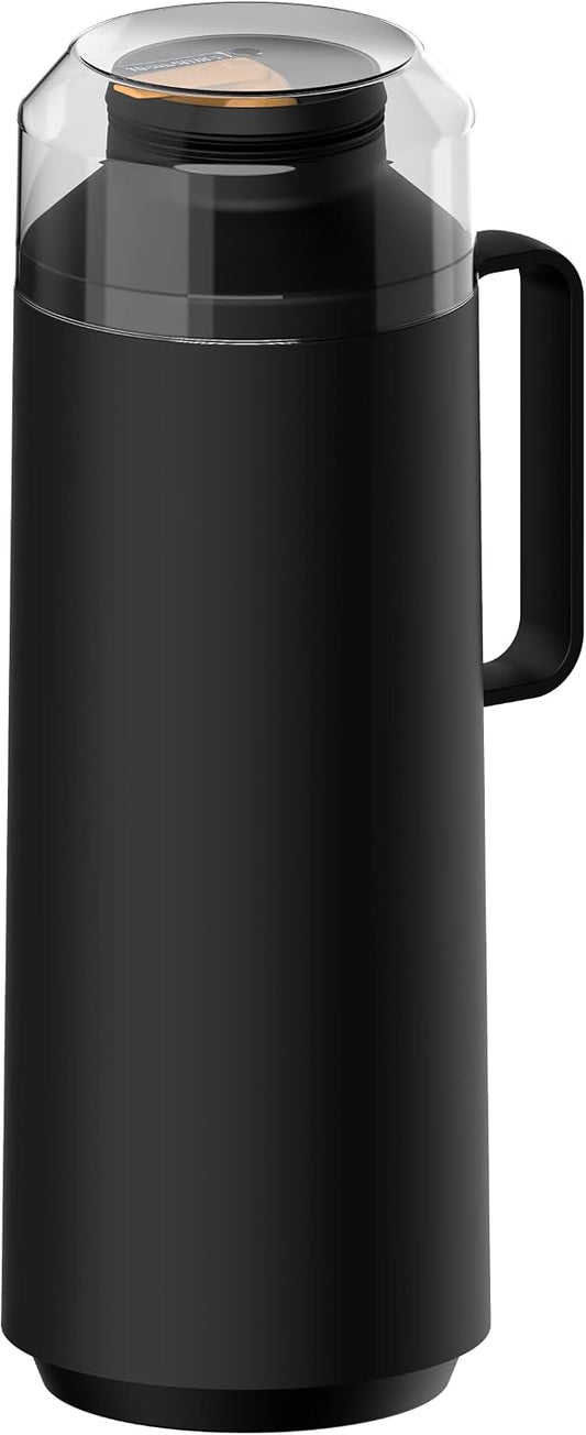 Tramontina Thermal Flask with Cup Lid and Interior Glass Container (Black, 1.0l)