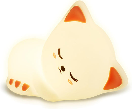 groov e Cuties - Sophie Kitten - Colour Changing LED Night Light with 30/60 Minute Timer - 7 Colours - Tap to Use - Rechargeable 12-Hour Battery or USB Powered - for Babies, Toddlers & Children