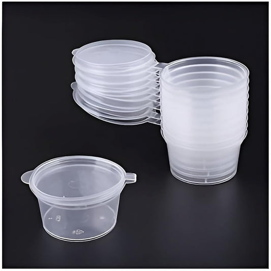 Concept4u Reusable Plastic Pots *CHOOSE YOUR SIZE* | Round Plastic Food Containers | Small Sauce Pots with Lids | Sauce Cups Take Away | 2oz (60ml) 50 Pack