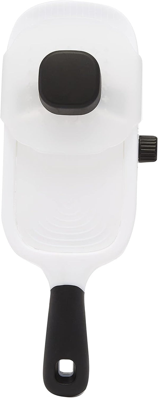 Amazon Basics Mandoline Slicer, Hand-Held Potato Vegetable Fruit Slicer with 3 Adjustable Settings and Safety Guard, 28.7 x 11.4 x 6.4 cm, White