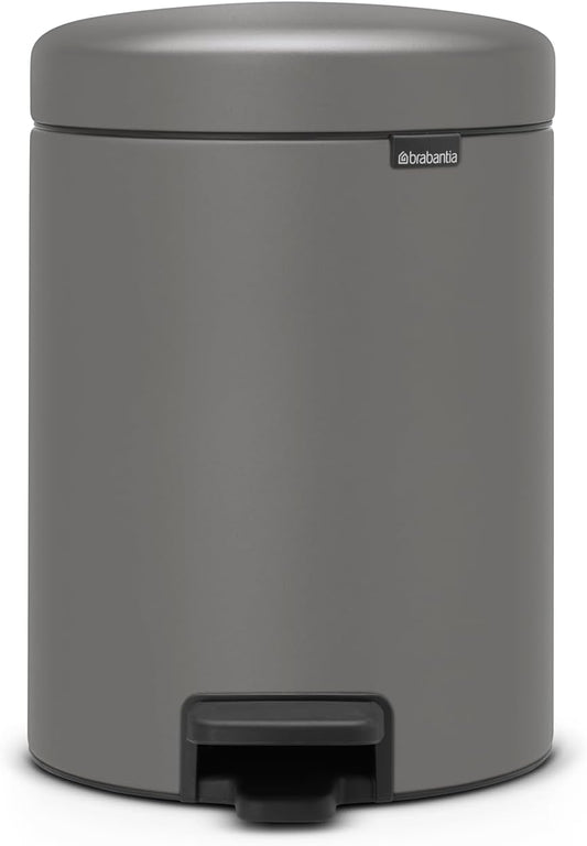 Brabantia 126284 Bathroom Pedal Bin, Mineral Concrete Grey, 5 Litre
