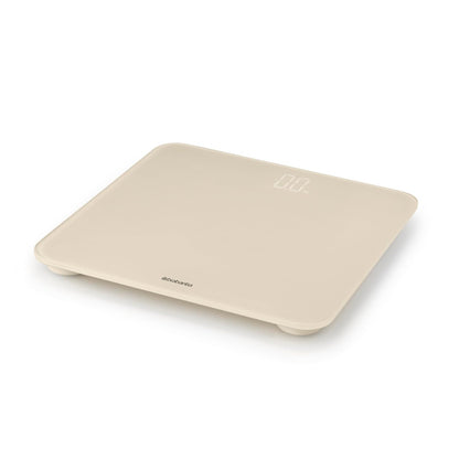 Brabantia - ReNew Digital Bathroom Scale - Battery Powered - Glass Weighting Scale weighs up to 397 lb - Accurate System - Soft Non-Slip Feet - 4x AAA Batteries Included - Soft Beige - 30 x 30 cm