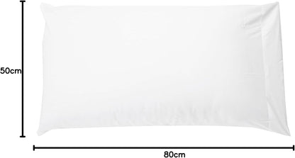 Amazon Basics Microfiber Pillowcases, Standard Size 50 x 80 cm (Pack of 2), Bright White, Pillows Not Included