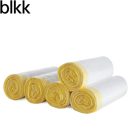 blkk Bin Bags Heavy Duty Bin Liners 50L Swing Bin Liners Strong Pedal Drawstring Bin Bags with Tie Handle Unscented (5 Rolls, 100 Counts in All)