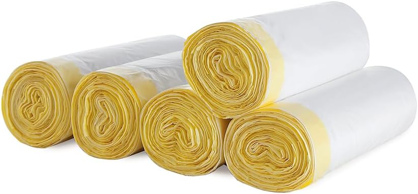 blkk Bin Bags Heavy Duty Bin Liners 50L Swing Bin Liners Strong Pedal Drawstring Bin Bags with Tie Handle Unscented (5 Rolls, 100 Counts in All)