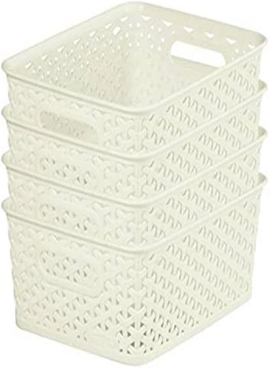 Curver My Style Storage Baskets, Stackable & Durable, 4 Litres Each, Cream (Set of 4)