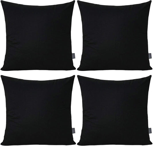 4 Pack Pillow cover,Cotton Comfortable Solid Decorative Throw Pillow Case Square Cushion Cover Pillowcase (Cover Only,No Insert) (16x16 inch/ 40x40cm, Black)