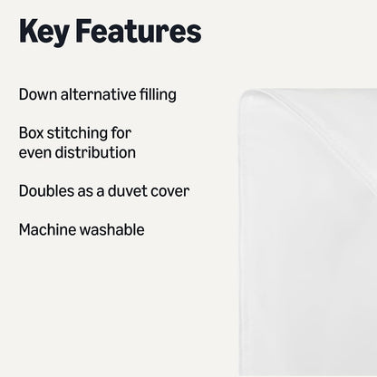Amazon Basics Down Alternative Double Duvet, Spring and Summer 5.1 TOG, Hypoallergenic Machine Washable Quilt, 200 x 200 cm, White