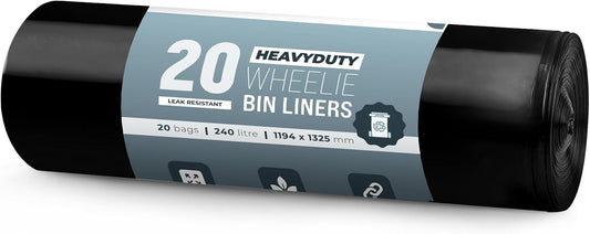 Ecobag - Eco-Friendly Wheelie Bin Liners - 240L - 27 Microns - Heavy Duty & Leak Resistant Recycling Bags for Garden, Kitchen, House, Office & Caterers (Heavyduty (27μm))
