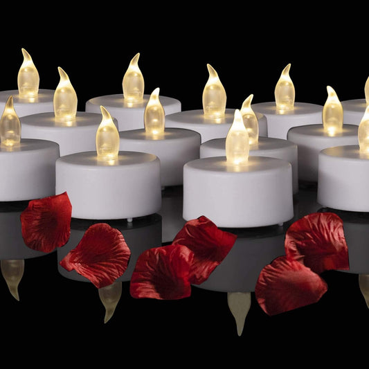 Battery Operated Flameless LED Tea Lights Candles 24 Pack Warm White