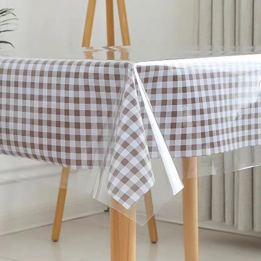 Clear PVC Table Protector, Rectangle Transparent Table Protect Cover PE Tablecloths Protector Waterproof Oil-Proof, Transparent Tablcloth for Indoor Outdoor(Clear-140x240cm)