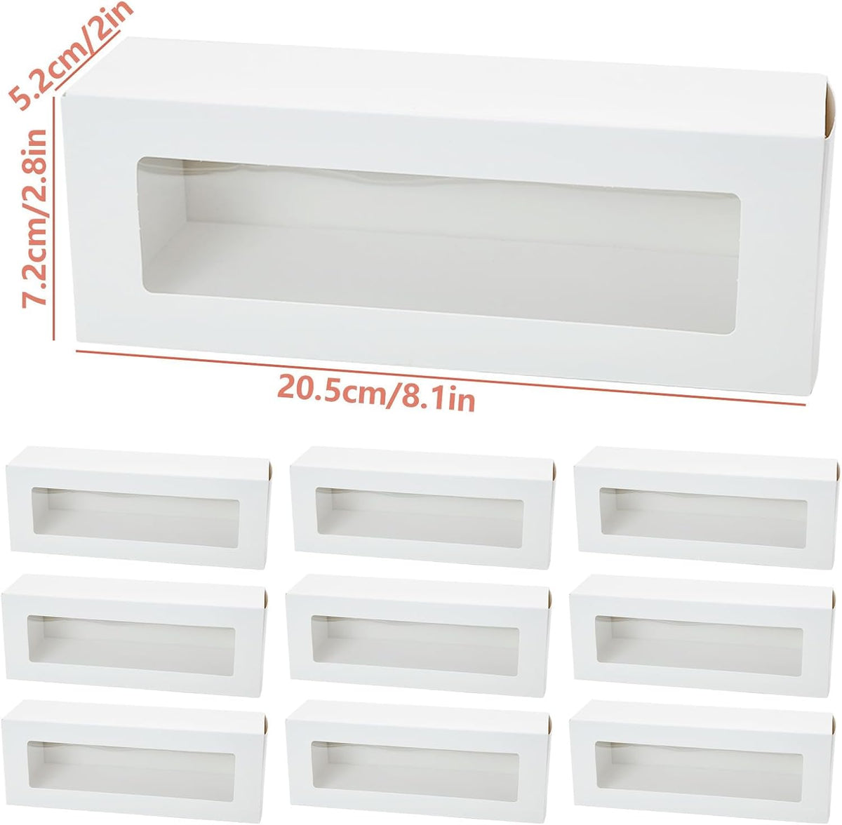 10 Pcs Macaron Boxes with Window, White Macaroons Box for Packaging 5 to 7 Macarons, Small Bakery Box Container for Chocolates, Biscuits, Truffles and Desserts