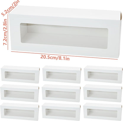 10 Pcs Macaron Boxes with Window, White Macaroons Box for Packaging 5 to 7 Macarons, Small Bakery Box Container for Chocolates, Biscuits, Truffles and Desserts