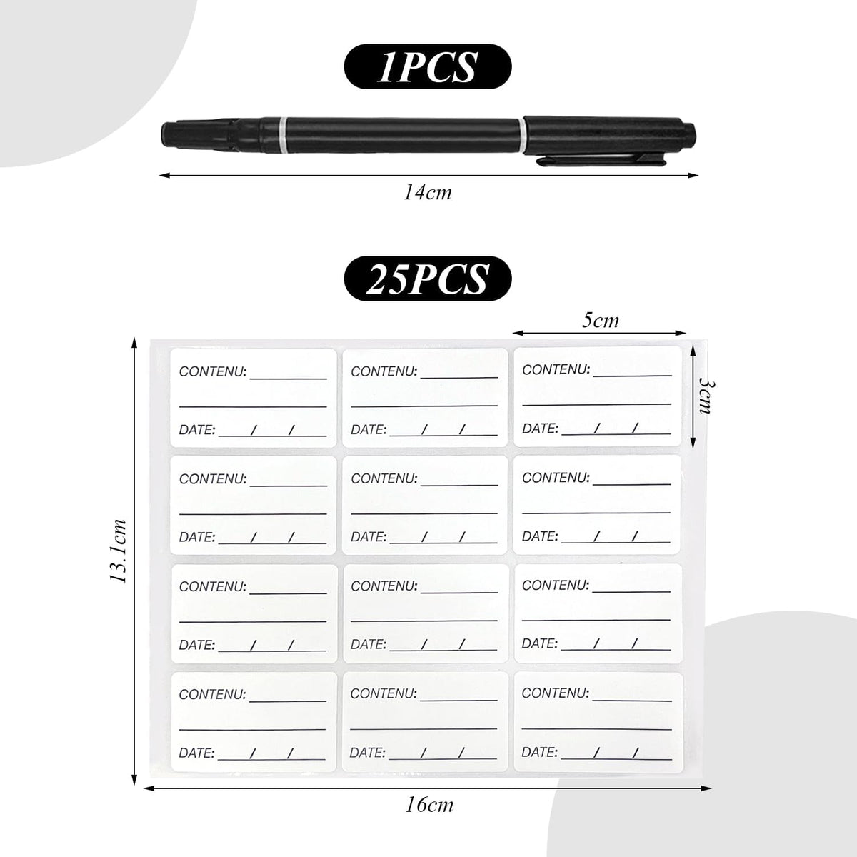 300 Stickers Refrigerator Food Label And 1 Black Marker, Self-Adhesive Label, Refrigerator Label, Household Label Sticker.