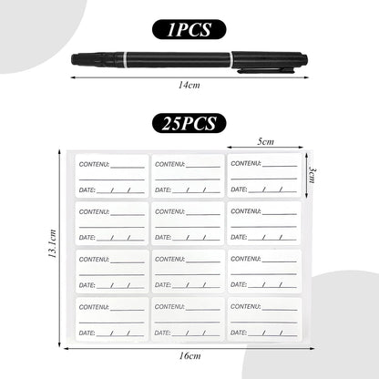 300 Stickers Refrigerator Food Label And 1 Black Marker, Self-Adhesive Label, Refrigerator Label, Household Label Sticker.