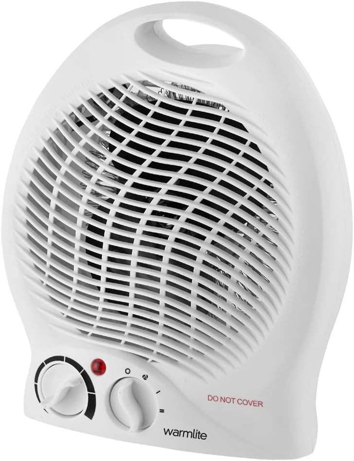 Warmlite Thermo Fan Heater with 2 Heat Settings and Overheat Protection, White, 2000 W, WL44002