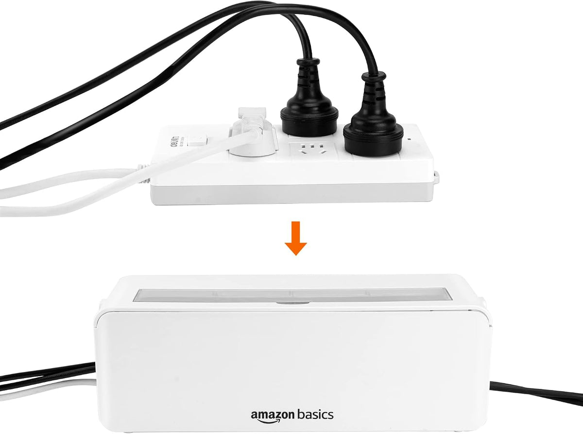 Amazon Basics Cable Tidy Box for hiding and organizing Cables, Large, White