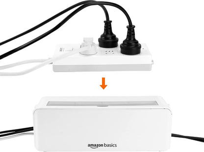 Amazon Basics Cable Tidy Box for hiding and organizing Cables, Large, White