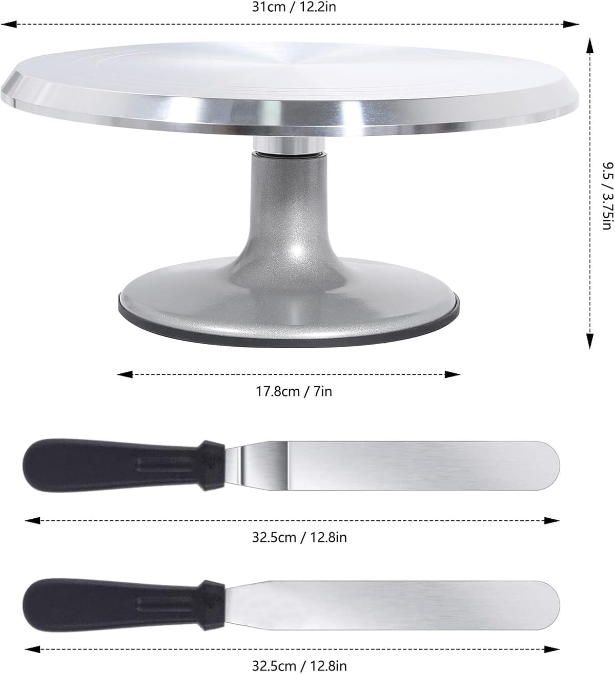 Cake Turntable 12 Inch, Uten Cake Stands, Aluminium Cake Decorating Display Stand, 33pcs Cake Decorating Supplies Set, Straight & Offset Spatula, Cream Scraper etc. Baking Tools & Accessories