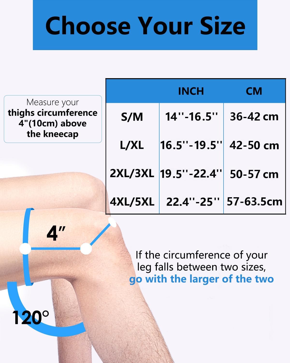 Knee Support 4XL/5XL, Adjustable Non-Slip Knee Brace with Side Stabilizers and Open Patella Gel Pad for Arthritis, Meniscus Tears, LCL/MCL/ACL Ligament Joint Pain (4XL/5XL)
