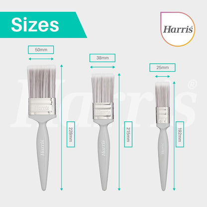 Harris Essentials Walls & Ceilings Paint Brushes, 3 Brush Pack, 1", 1.5", 2"