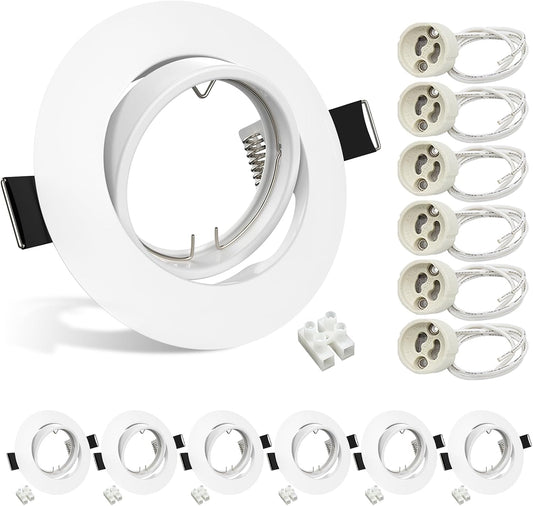 6X Modern GU10 Downlights for Ceiling Round Matt White Finish