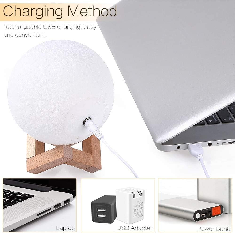 AGM LED Moon Lamp, 3D Printed Night Light, Remote Control Mood Lamp