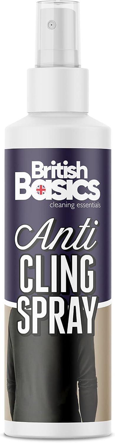 BritishBasics Anti-Cling/Static Charge Spray | for Clothes, Garments and Other Fabrics, 250ml,Clear