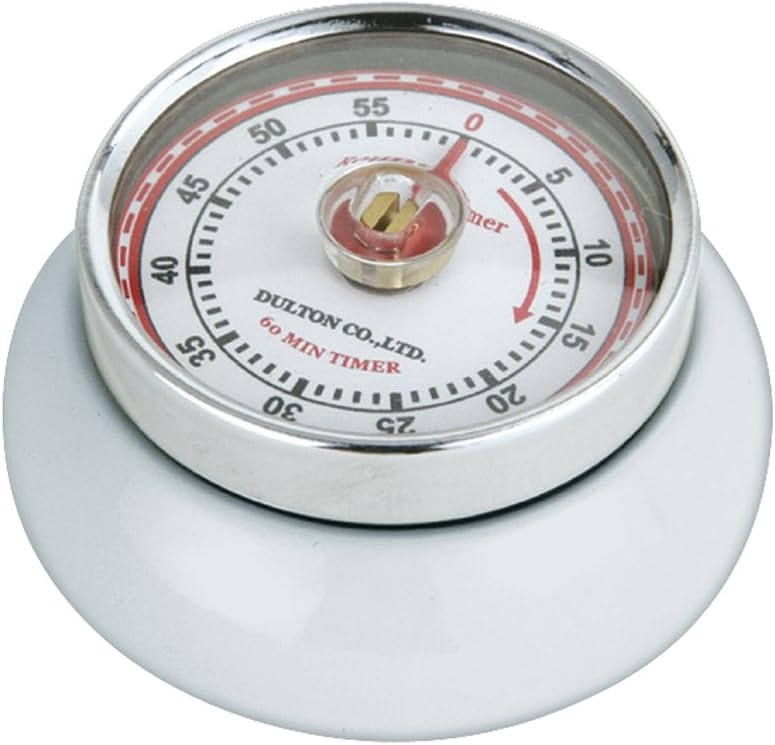 Zassenhaus Magnetic Retro Kitchen Timer, Classic Mechanical Cooking Timer (White)