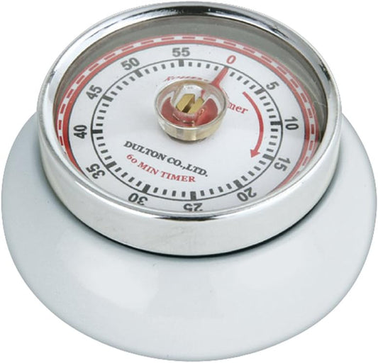 Zassenhaus Magnetic Retro Kitchen Timer, Classic Mechanical Cooking Timer (White)
