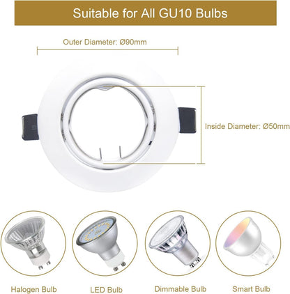 6X Modern GU10 Downlights for Ceiling Round Matt White Finish
