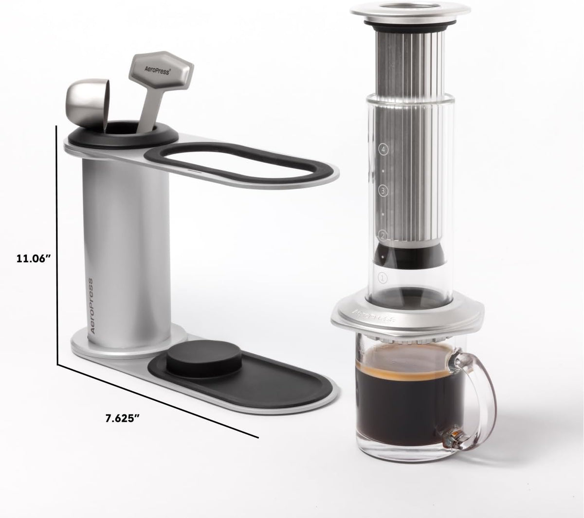 AeroPress Stainless Steel Organizer Stand, Organizing Caddy & Accessories Station with Storage Rack for Filters, Holder Fits Premium, Clear & Original Coffee Maker