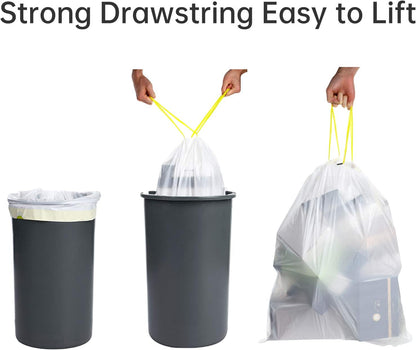 blkk Bin Bags Heavy Duty Bin Liners 50L Swing Bin Liners Strong Pedal Drawstring Bin Bags with Tie Handle Unscented (5 Rolls, 100 Counts in All)