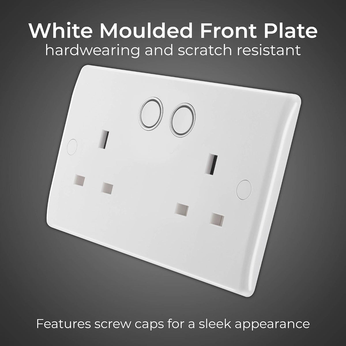 BG Electrical Double Switched Power Wall Plug Socket with Smart Home Control, Touch, Voice or App Control, Timer Function, Security Options, Round Edge, Nexus 800 Series, White Moulded, 13A, 822/HC