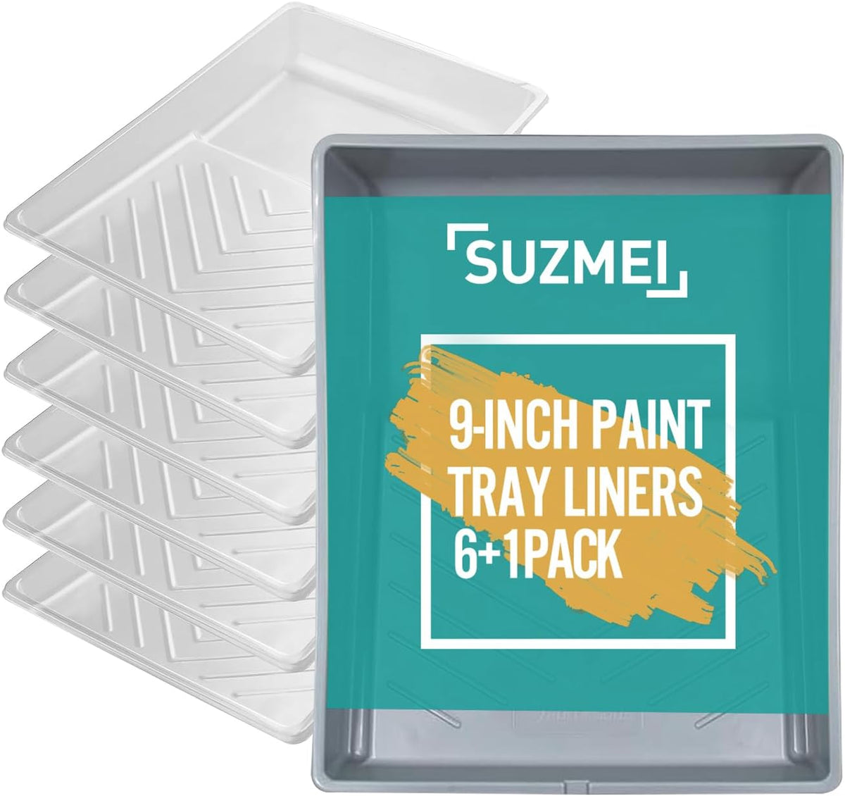 6pc-paint tray liners+1pc-Paint tray，Professional Plastic Roller Trays Decorators Painting Paint Tray paint trays roller tray paint roller and tray