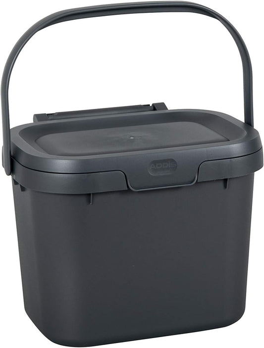 Addis 518251 Everyday Kitchen Food Waste Compost Caddy Bin, 4.5 Litre, Sliver, Metallic Silver