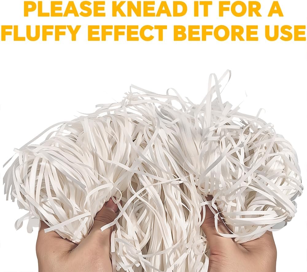 HXJDAM 150g White Shredded Tissue Paper, White Shredded Paper for Gift Boxes, Soft to the Touch, Excellent Gift Packaging Filler and Hamper Filling