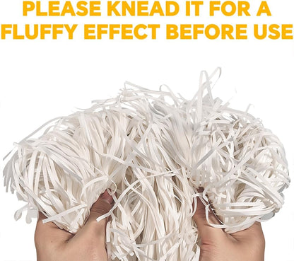 HXJDAM 150g White Shredded Tissue Paper, White Shredded Paper for Gift Boxes, Soft to the Touch, Excellent Gift Packaging Filler and Hamper Filling