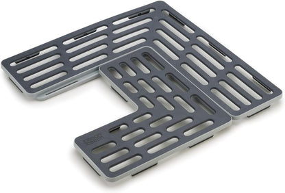 Joseph Joseph Sink Saver- 2 piece Adjustable Kitchen Sink Protector Mat with Non Slip feet, Grey
