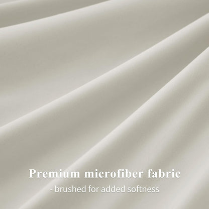 Aisbo Double Duvet Cover Set Beige, Brushed Microfiber Bedding Set