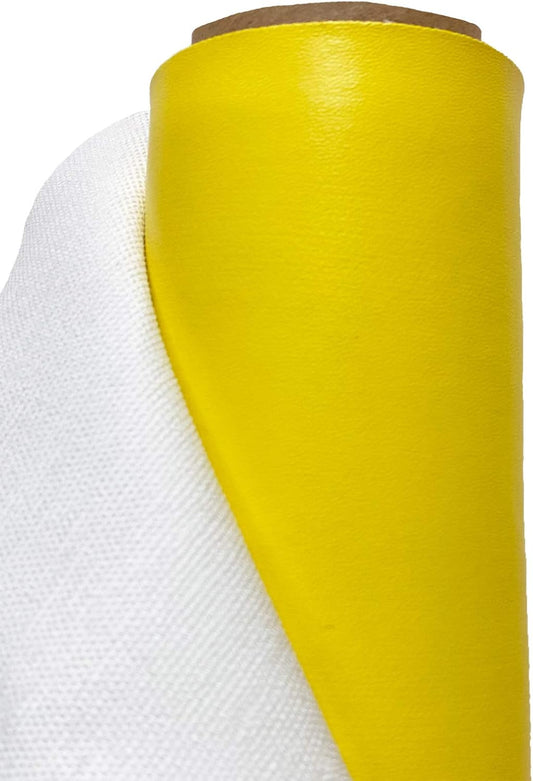 A-Express Faux Leather Fabric Leatherette Vinyl Waterproof Leathercloth Material Clothing Dressmaking Upholstery - Half Metre 50cm x 140cm Lemon