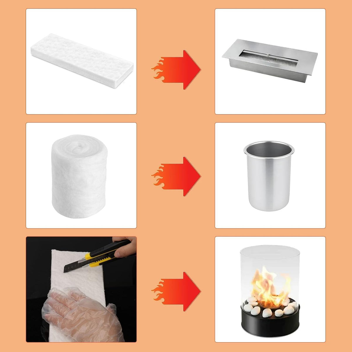 4pcs Ceramic Wool Sponge 300x100x25mm Ceramic Wool for Bioethanol