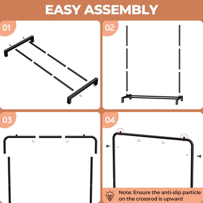 Clothes Rail for Bedroom - Clothing Rail with Shelf - Black