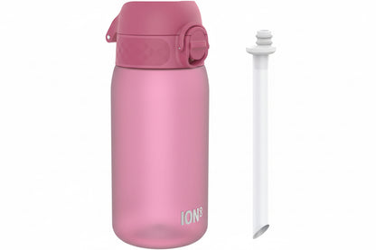 Ion8 Water Bottle Leak Proof & BPA-Free Drinking Bottle with Straw, Triple Lock Lid to Prevent Spills & Integrated Handle, Ideal for Little Hands & Lunch Boxes, Recyclon with Straw