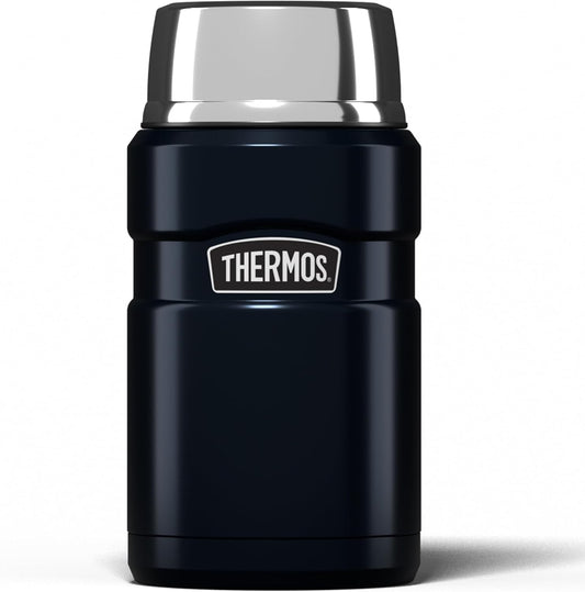 Thermos Stainless King Midnight Blue Food Flask (710ml) 14h Hot | 24h Cold | Thermal vacuum insulated stainless steel metal hot food container with lid for soup, meal prep, work packed lunch, camping