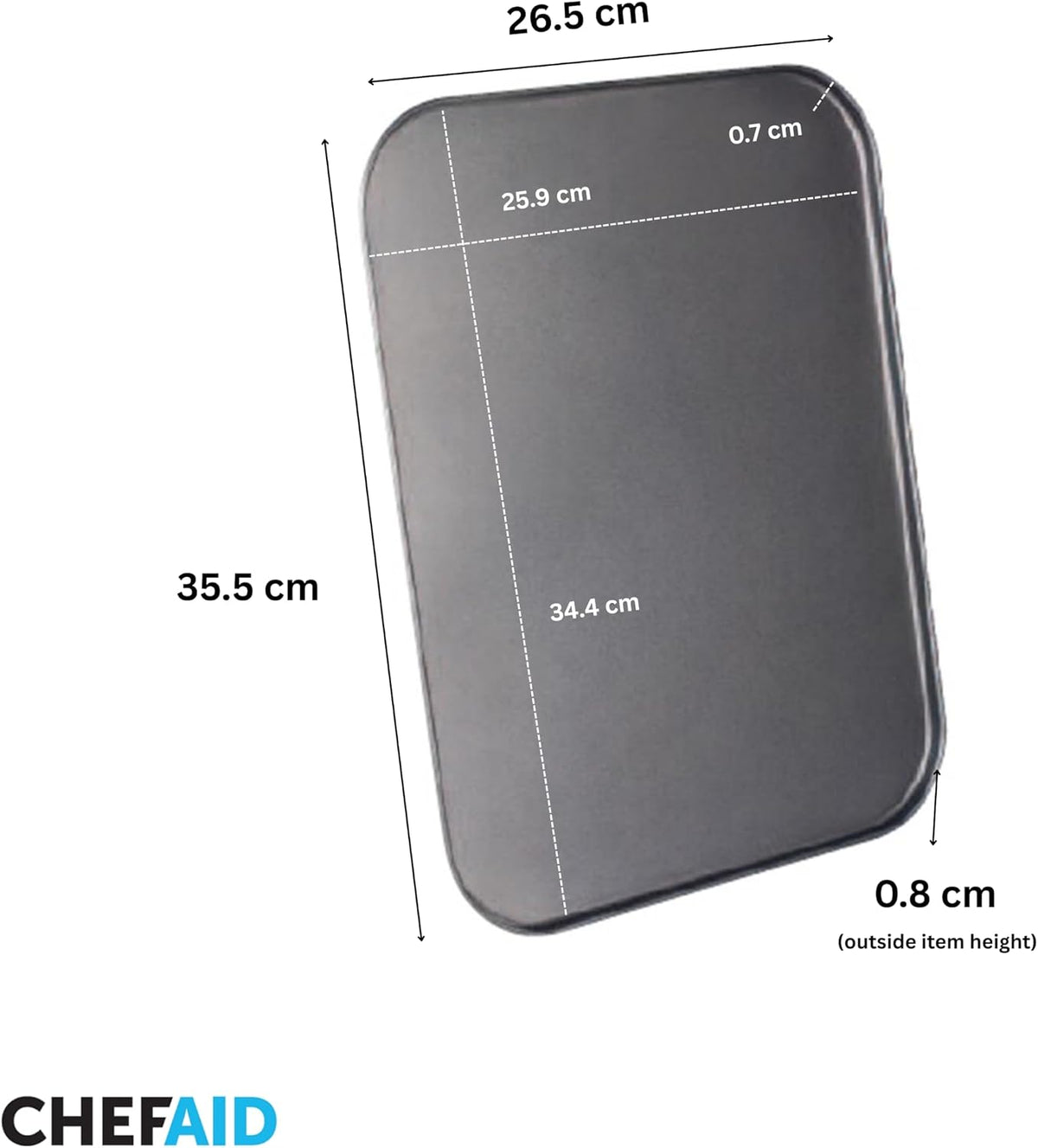 Chef Aid Non-Stick Cookie Sheet, Baking Tray for Biscuits, Cookies & Gingerbread, Heavy-Duty Bakeware, Easy Clean, 35.5 x 26.5 x 0.8 cm, Grey