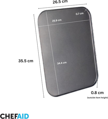 Chef Aid Non-Stick Cookie Sheet, Baking Tray for Biscuits, Cookies & Gingerbread, Heavy-Duty Bakeware, Easy Clean, 35.5 x 26.5 x 0.8 cm, Grey
