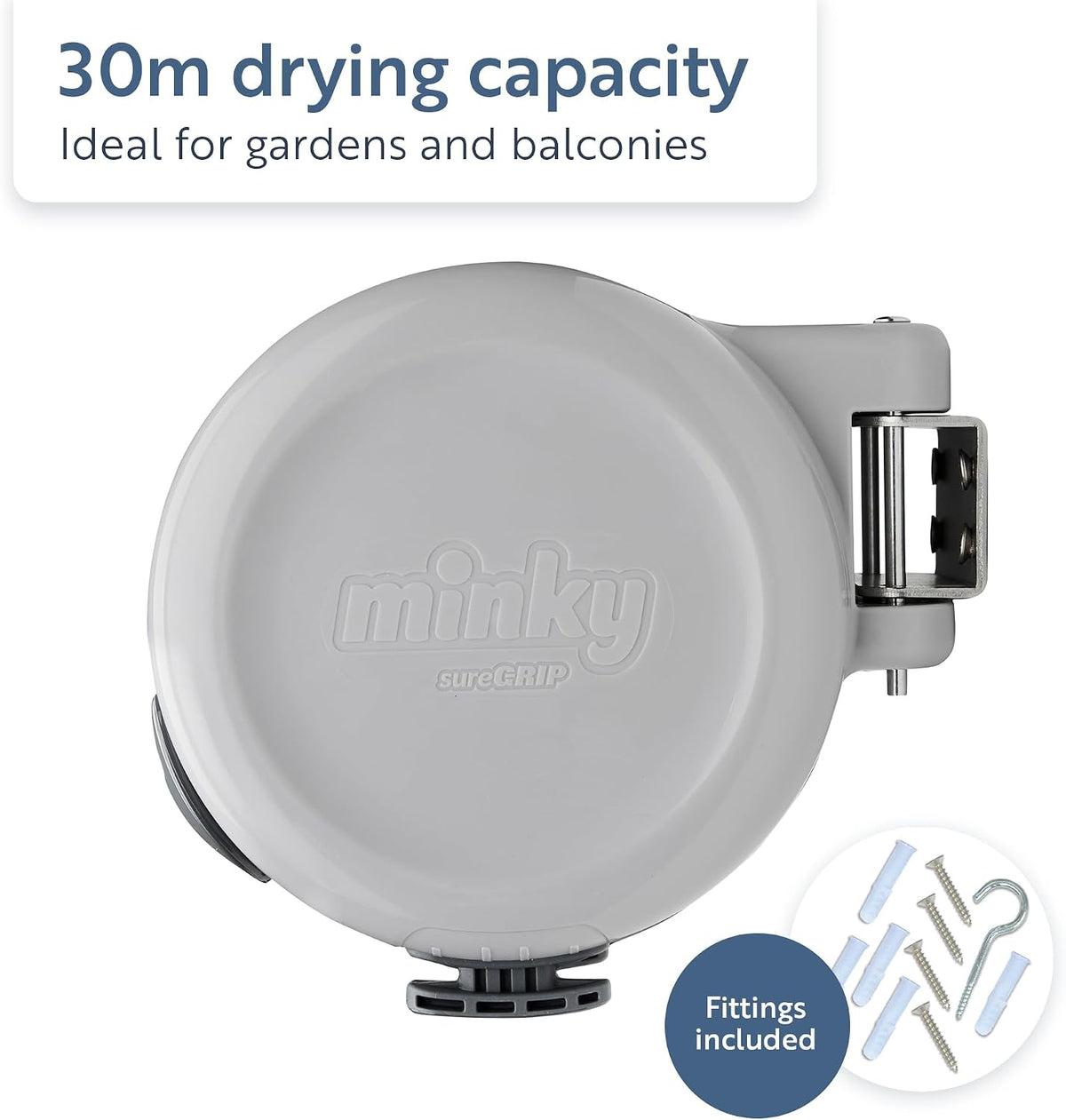 Minky 30m Retractable Clothes Line, Extendable Washing Line, Double Line