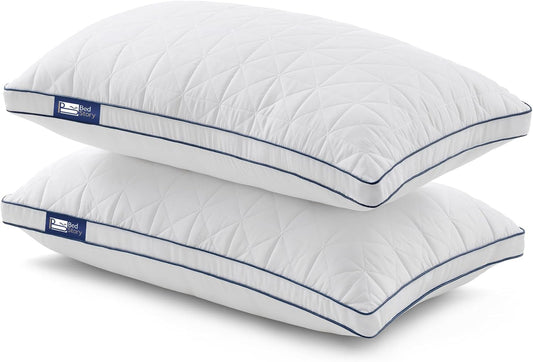 BedStory Bed Pillows 2 Pack - Luxury Hotel Quality Hypoallergenic Microfibre with Neck Support, Machine Washable, Standard Size 42 x 70 cm