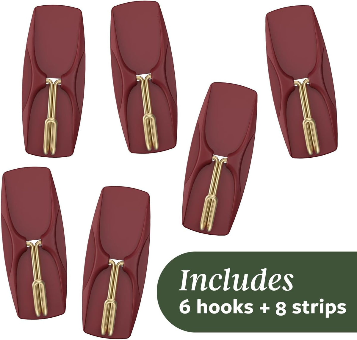 Command Medium Wire Hooks, 6 Light Brown Hooks and 8 Adhesive Strips